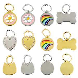 Targhette per cani smaltate morbide con osso di gatto a cuore rotondo per incisione con catena a sfera - Product Image 2