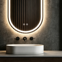 Miroir de salle de bain ovale à LED, rétroéclairé, anti-buée, avec commande tactile, miroir de vanité intelligent décoratif mural pour salles de bain modernes