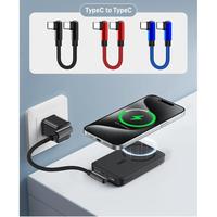 Kabel Data pendek, 0 25M/0 5M kabel Data pendek 90 derajat siku USB A/USB C ke Tipe C kabel pengisian daya Cepat
