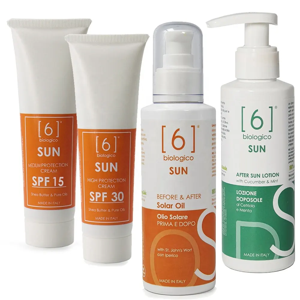 Proteção solar para pele-corpo e creme facial-loção solar-após o sol-feita em itália-etiqueta privado disponível