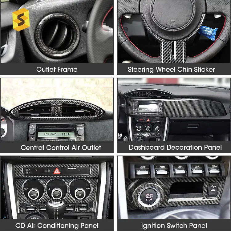 Ensemble complet d'accessoires décoratifs pour Subaru, en Fiber de carbone, pour l'intérieur et l'extérieur de voiture