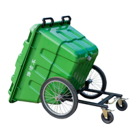 Bac de rangement rectangulaire en PP écologique de 400 L avec pédale et chariot à ordures à 2 roues pour usage extérieur en hôtel