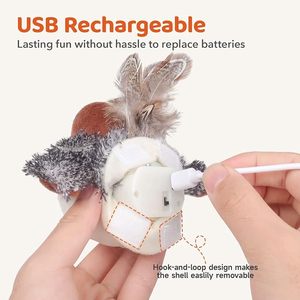 Jouet à mâcher pour chat en plumes douces, en forme d'oiseau, jouet interactif pour animaux de compagnie pour jouer en intérieur - Product Image 5