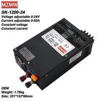 MZMW 1200W SMPS 230vac à dc 24V 0-50A Alimentation à découpage réglable OEM fournitures industrielles transformateur de bande led