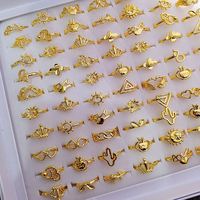 Lot en gros de bagues en zircon plaqué or de styles variés pour femmes, design simple, pour mariage et fiançailles, à prix abordable
