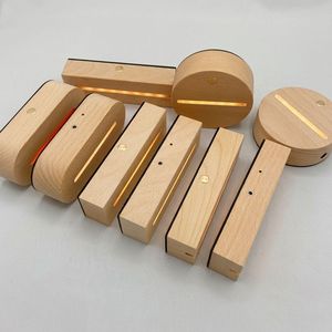 Base d'affichage LED en bois de hêtre de qualité supérieure pour boule de cristal 3D et support d'art en verre, base rechargeable avec capteur tactile - Product Image 2