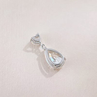 Pendentif en or blanc 8K avec diamant de laboratoire en forme de poire, bijoux fins, cadeau de fiançailles, collier avec pendentif pour femme, chaîne avec breloque en diamant