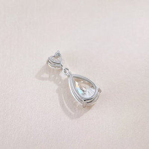 Colgante de diamante cultivado en laboratorio de oro blanco 8K con forma de pera, joyería fina, regalo de compromiso, collar con colgante para mujer, cadena de diamantes, amuleto. - Product Image 3