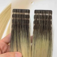Extensions de cheveux naturels vietnamiens semi-injectées invisibles européennes, faites à la main, en gros, avec bandes adhésives semi-injectées
