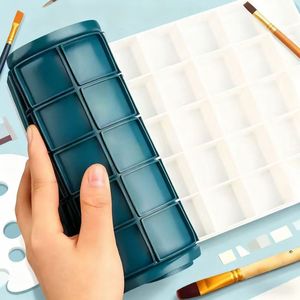 Palette de peinture personnalisable à couvercle souple, 10-48 compartiments, étanche, pour aquarelle, <span class=keywords><strong>acrylique</strong></span>, <span class=keywords><strong>gouache</strong></span>, boîte de mélange pour artistes et étudiants, fournitures artistiques - Product Image 3