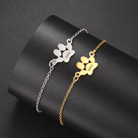 Bracelet en acier inoxydable 304 pour femmes, personnalisable avec gravure au laser, pendentif patte de chat, idéal pour l'exportation et les cadeaux.