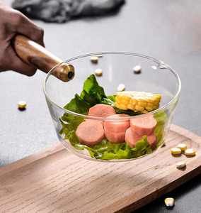 Pentola per il latte in vetro borosilicato pentola per zuppa piccola casseruola con manico in legno cucina di casa pentole pentola in vetro - Product Image 5