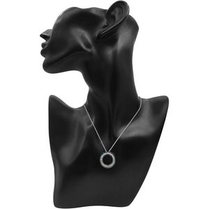 Collar con Colgante de Círculo de Diamantes 0.91 Cttw, Corte Brillante, Blanco, Marrón, Azul, Color Fantasía Mejorado, para Mujer, Uso Diario, Plata de Ley - Product Image 4