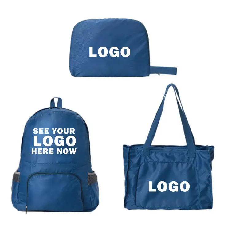 Mochila dobrável multifuncional para viagem, mochila de viagem com logotipo personalizado, bolsa multifuncional dobrável