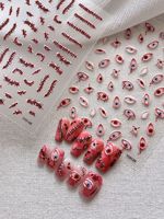 Autocollants d'ongles 5D Halloween Horreur, Décalcomanies d'ongles Effet Sanglant, Motifs Oculaires Effrayants, Décorations d'ongles Auto-adhésives Gothiques Terreur et Sang