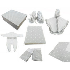 004 ลายจุดสีขาวบนผ้าปูที่นอนเด็กแรกเกิดสีเทา - Product Image 1