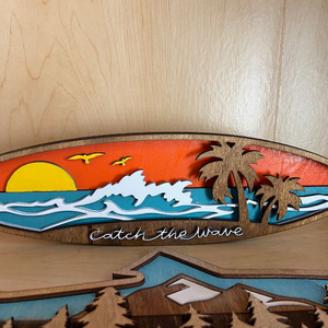Panneau mural de <span class=keywords><strong>surf</strong></span> personnalisé multicouche 3D été planche de <span class=keywords><strong>surf</strong></span> en bois découpé au laser décoration personnalisée sur le thème tropical - Product Image 5