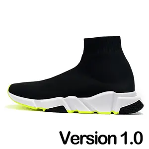 Scarpe a Calzino di Design per Uomo e Donna, Graffiti Bianco Nero Rosso Beige Rosa, <span class=keywords><strong>Suola</strong></span> Trasparente, Allacciatura, Giallo Neon, <span class=keywords><strong>Sneakers</strong></span> Speed Runner - Product Image 4