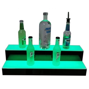 24\" Home Bar LED-Lighted 2-Tier Illuminated ACRYL Display Shelf 2-Step <strong>Drinks</strong> Lighting <strong>Shelves</strong> for Liquor Bottle Display-Stand - Product Image 1