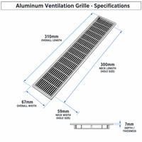 Grille d'aération rectangulaire en alliage d'aluminium pour armoire, placard, cuisine, salle de bain, anti-rouille, pour meubles