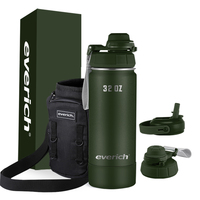 Bouteille d'eau Offre Spéciale à double paroi en acier inoxydable 32oz avec couvercle de verrouillage et manchon