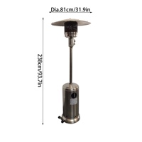 Chauffage de jardin d'extérieur portable sur pied en acier inoxydable, table à gaz propane avec table à feu et parasol