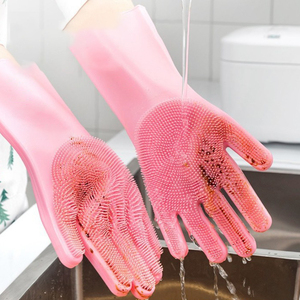 Nouveaux gants de nettoyage en silicone réutilisables, écologiques, confortables, résistants à la <span class=keywords><strong>chaleur</strong></span>, pour la vaisselle, la <span class=keywords><strong>cuisine</strong></span>, la salle de bain, le nettoyage des animaux domestiques - Product Image 3