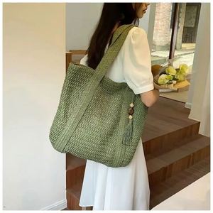 12-Zoll-Grobag-Garten Geflochtene Handtasche Faltkorb für Taschen Elefanten-Geldbörsen Mexiko Gewebte Tasche mit <span class=keywords><strong>Bommel</strong></span> - Product Image 3