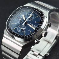 Montres carrées en acier avec mouvement à quartz japonais, chronomètre et double calendrier, design d'usine et personnalisation par lots pour marque privée