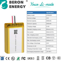 Batterie polymère au lithium haute tension 3,8 V 3000 mAh LIP904261, cellule LiPo rechargeable pour appareil d'inspection industrielle portable