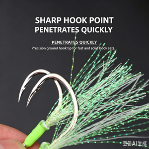 Anzuelo Doble Reforzado de Acero Inoxidable con Fibra Luminosa UV para Pesca en Agua Salada, Personalizable al por Mayor - Product Image 5
