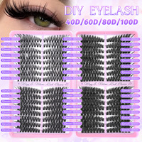 Cils en grappe Euro-Américains 10-18mm Courbure D, faux cils segmentés DIY, volume naturel