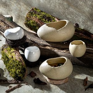 Bol en céramique créatif en forme de nid d'oiseau pour restaurant, idéal pour yaourt, pudding, dessert, œufs à la vapeur, crème glacée et autres plats. - Product Image 1