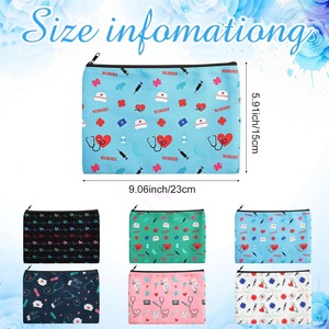 Regalo de cumpleaños de Navidad Asistente médico Semana Trabajadores DE LA SALUD Maquillaje Patrón de enfermera Cremallera multiusos Bolsa de cosméticos de lona - Product Image 5