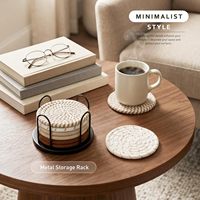 Sous-verres antidérapants (lot de 8) avec support en fer pour boissons chaudes et froides – Protection de table