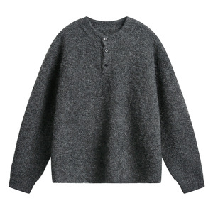 Pull en laine épaisse pour homme, couleur unie, boutons sur le devant, manches longues, coupe classique, automne - Product Image 1