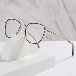 إطارات نظارات بصرية عكسية للعدسات ذات تصميم معدني بإطار رفيع من مادة اسيتات ويندسور من الشركة المصنعة لعام 2024، نظارات تحجب الضوء الأزرق