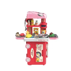 sliding bus cooking food 3 in 1 kitchen toys set for children