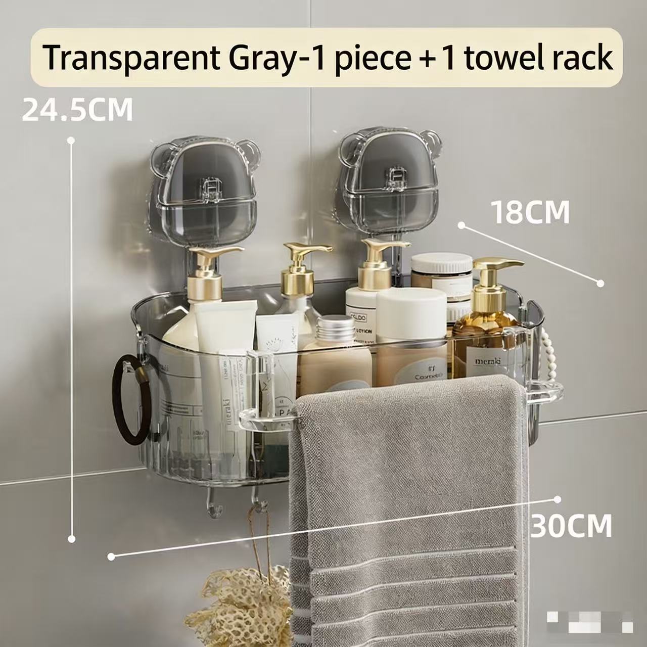 Gris moyen transparent + 6 crochets + Porte-serviettes