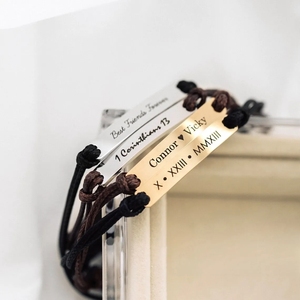 <span class=keywords><strong>Bracciale</strong></span> Personalizzabile <span class=keywords><strong>con</strong></span> <span class=keywords><strong>Incisione</strong></span> Logo ID in Acciaio Inossidabile <span class=keywords><strong>Argento</strong></span> e Oro 18k <span class=keywords><strong>con</strong></span> Targhetta Rettangolare Vuota da Incidere e Charm Macramè - Product Image 3