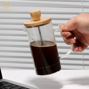 Espumador de <span class=keywords><strong>leche</strong></span> Manual de vidrio de borosilicato alto, jarra de <span class=keywords><strong>prensa</strong></span> de filtro francés vertido a mano con pantalla de malla doble para capuchino - Product Image 6