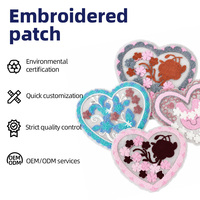 Patch brodé en dentelle Cœur Romantique, Applique florale en maille thermocollante pour vêtements, robes et décoration DIY
