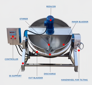 Chaudière à vapeur industrielle à double enveloppe <span class=keywords><strong>Yido</strong></span> 50L/100L/200L/300L/500L de haute qualité avec moteur électrique pour la transformation de la viande - Product Image 2