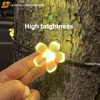 Lampu Natal Luar Ruangan, Dekorasi Pohon Halaman Liburan Bunga Tahan Air Cherry Blossom String