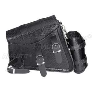 Sacs de selle de moto style crocodile, sacoches latérales de rangement pour outils, en cuir PU noir, universels, équipements de protection - Product Image 4