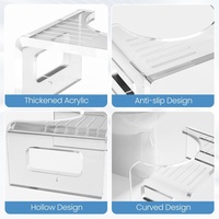 Tabouret d'angle de douche pliable en acrylique transparent de 7 pouces, marchepied de toilette portable pour salle de bain, installation facile, cadeau sain pour