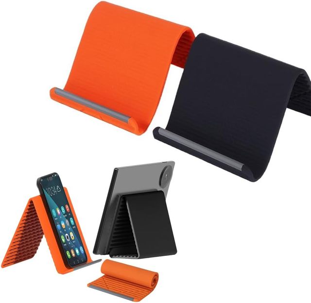 Aluminum silicone phone holder, flexible and foldable phone holder, bendable and adjustable anti slip desktop holder