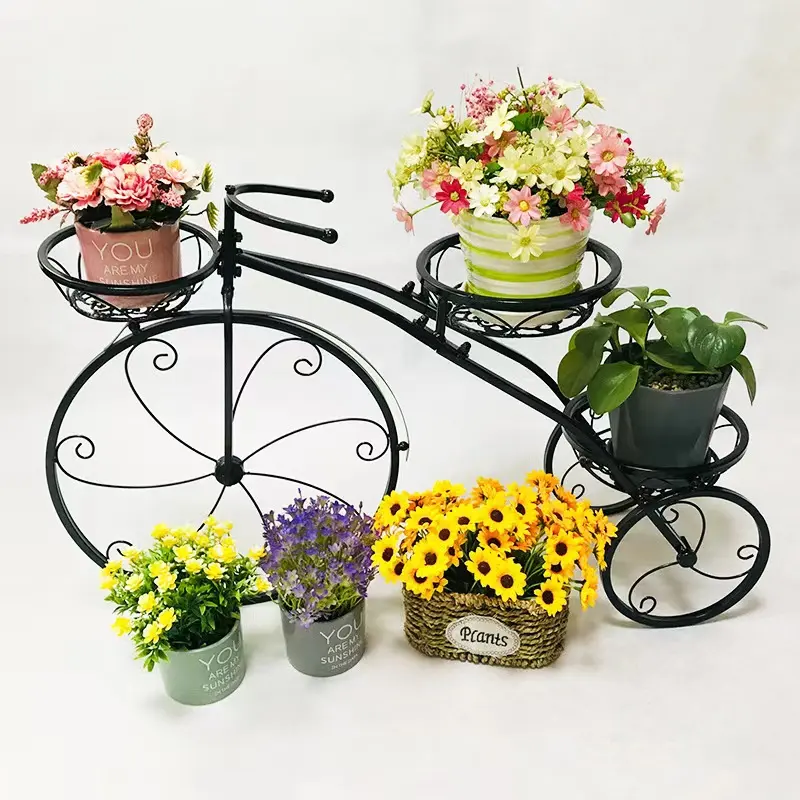 Support de jardinière de décoration de jardin, support de plante en fer en métal pour Pot de fleur de vélo