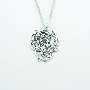 Collar con Colgante de Esqueleto Vikingo, Triskelion Medieval, Dragón, Joyería Animal Triple Celta, Cadena de Cuerda - Product Image 1