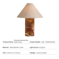 Lampe de table en marbre, style nordique moderne, luxe, pour hôtel, chevet, abat-jour en lin rouge, LED E26, vente en gros d'usine, mini lampe Chez en marbre rouge